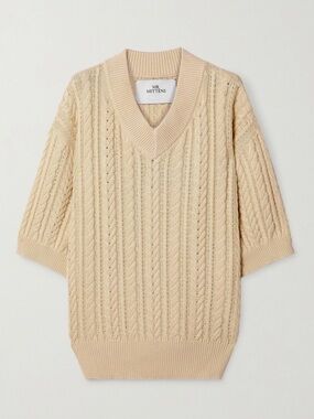 Mr Mittens Cable Knit Cotton Sweater in Cream  Size XSmall